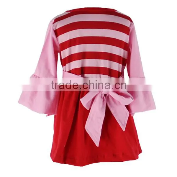2016 Kaiyo Boutique Pearl Dress Boutique Red Stripe Ruffle Dress With Belt Fall 2016 Girls Latest Frock Designs Pictures photo-2