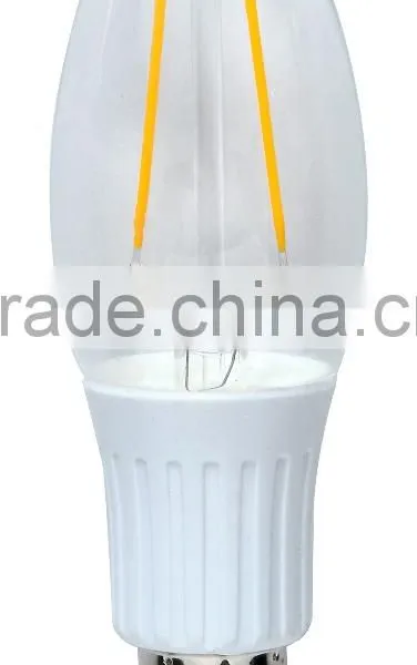 Singapore, 2W, 3W filament led candle bulb in ceramic house, super bright, 110Lm/W, E14 candle shape led bulb filament led chips