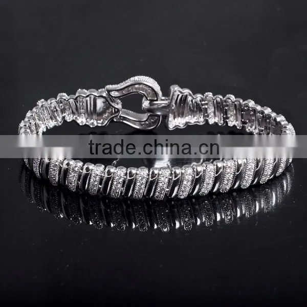 925 Sterling Silver Nice Zircon Diamond Bracelet photo-2
