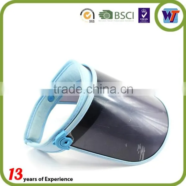 Black Cheap UV Protection PVC Plastic Caps Long Brim Sun Visor Hats photo-2