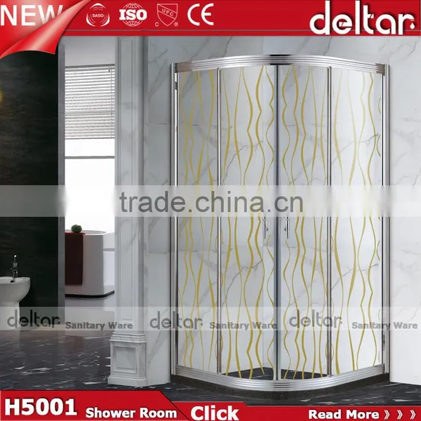 Stainless Steel Roller CHEAP PRICE Fan-shaped Shower Room With Acrylic Tray Tempered Glass Shower Enclosure photo-3
