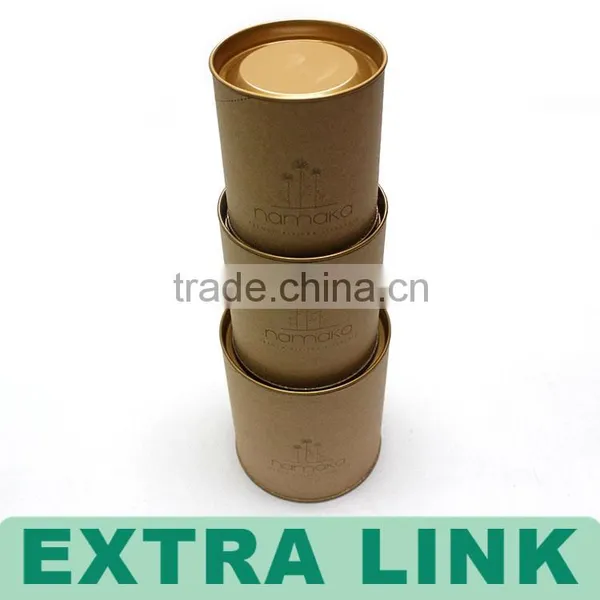 Nut Pack Food Use Steel Lid Gold Foil Inside Logo Custom Kraft Paper Cylinder Box photo-2