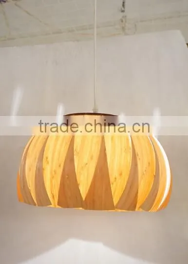 Modern Furniture Round Nature Wood Veneer Shade Pendant Lamp/Light photo-2