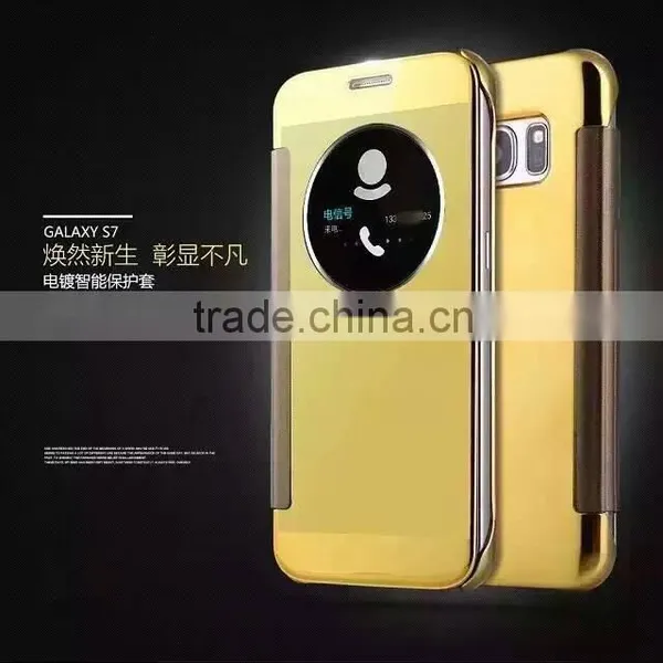 2016 New Round Clock Mirro Design Pu Flip Case for S5 NOTE4,NOTE5, Galaxy C5,LG G5 Stylo2 photo-3