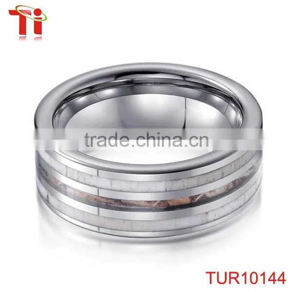 Tungsten Carbide Wedding Ring Inlay Antler Without Plating photo-2