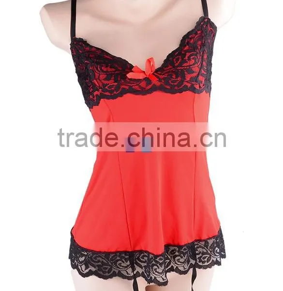 European Sexy Women Babydoll Sexy Lingerie Dress With G-string Stocking Kit Plus Size photo-6