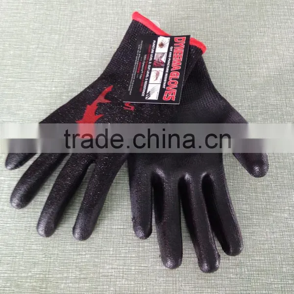 Red or BlackHPPE Cut Resistant pu or Latex Hand Gloves photo-2