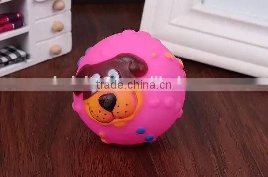 CY190 Various Colours Lovely Face Molar Dog Ball With Squeaker Sound Puppy Pet Dogs Chew Toy photo-4