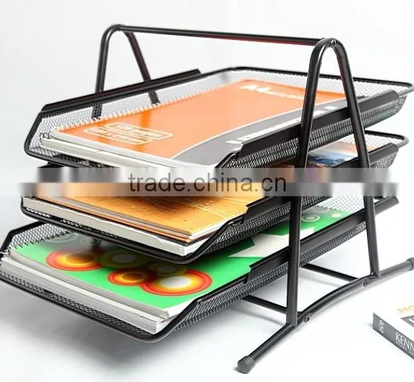 Hot Sales Fancy Office Stationery Metal Mesh 3 Tier Document Tray/A4 Paper Tray photo-2