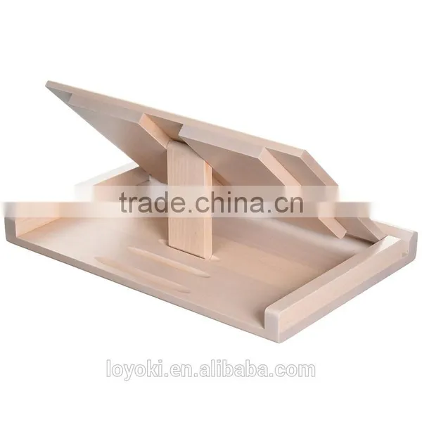 Solid Beech Wood Tablet Holder Folding Book Display Stand Adjustable Wooden Cookbook Reading Book Stand photo-2