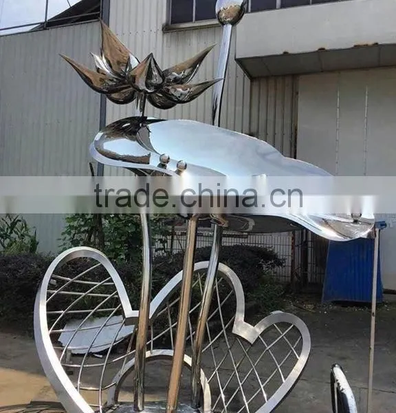 Large Outdoor Stainless Steel Flower Decoration in Yellow Color for Sale photo-4