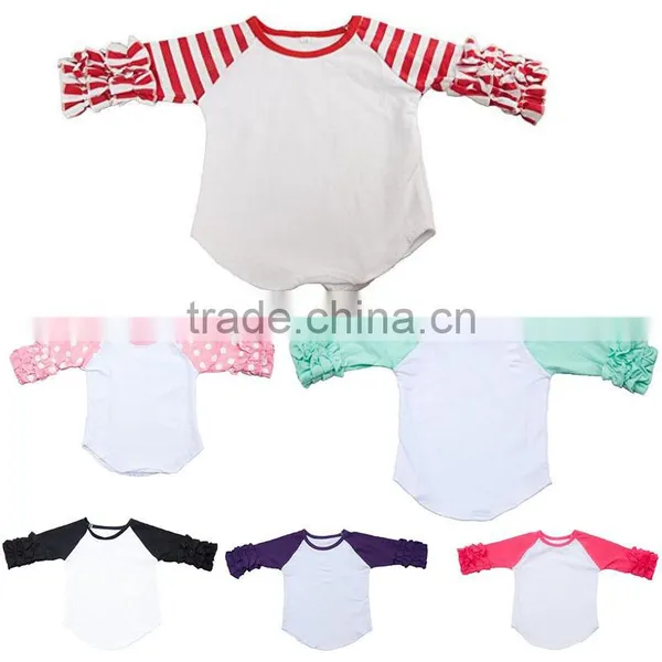 Baby Clothing Design Kids Clothing Wholesale 2017 Icing Ruffle Raglan Shirt Baby Ruffle Raglan Kids Shirt photo-2