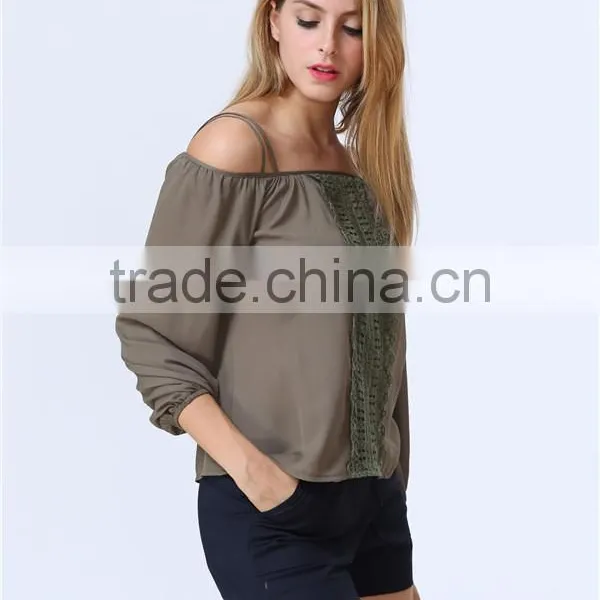 Women Fashion Casual Tops/Blouse With Embroidery Center Front Off-shoulder Design Accept Small Order Quantity photo-3