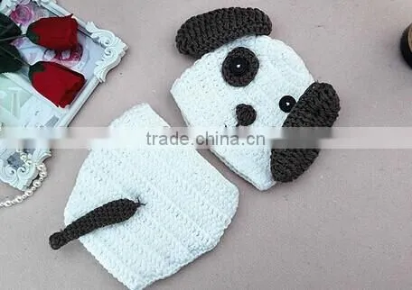 Newborn Baby Dog Hat Cap Cotton Photography Prop Animal Hat Cap Crochet Knitted Beanie photo-2