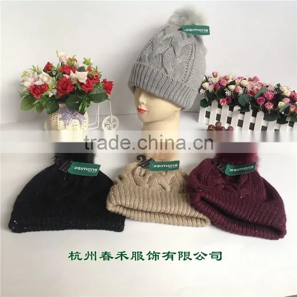 High Quality Double Layer Ladies and Girls Winter Fashion Warmer Knitted Beanie Hat photo-5