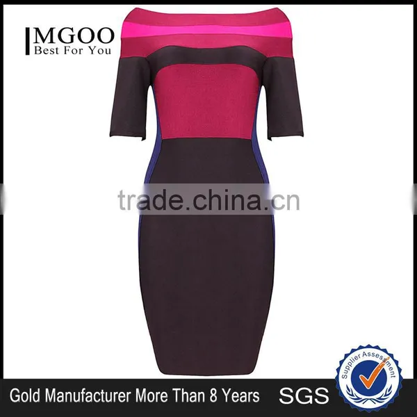 MGOO 2015 Imported Wholesale Custom Made Brand Bandage Spandex Dress For Women Purple Bodycon Sexy Party Dress H054 photo-3