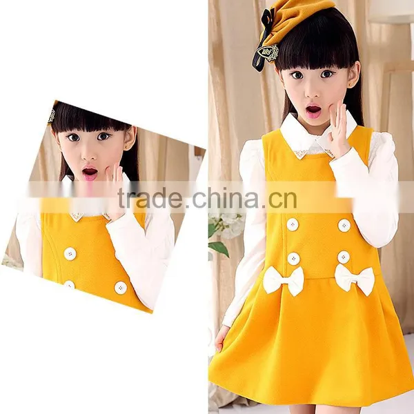 2016 New Girls in Autumn Child Bow Double Breasted Princess Dress Skirts Children A Word Skirt photo-4