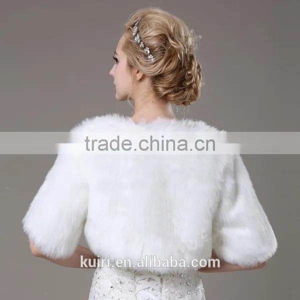 Pure Colour Wedding Shawl White Faux Fur Shawl Leather Grass Dress Bridesmaid Dress Cape Fur Waistcoat photo-3