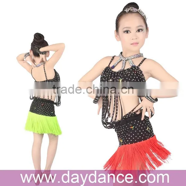 2017 Multi-Straps Latin Dance Wear Fringed Latin Dress For Kids