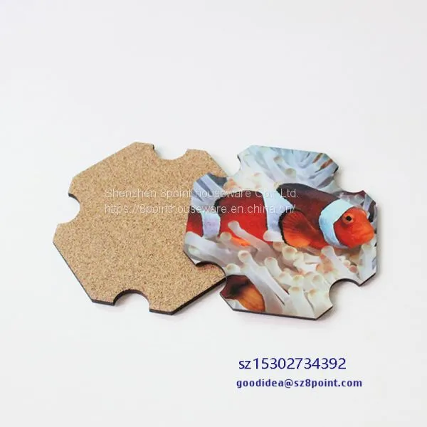Sublimaiton MDF Wooden Coaster With Cork Back Cup Coaster photo-3