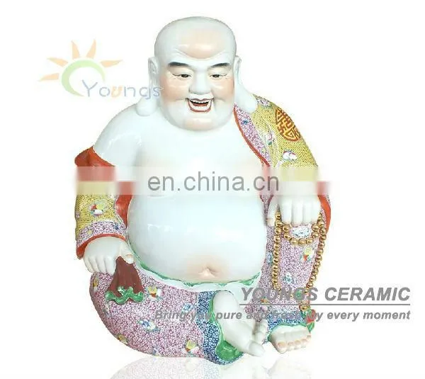 Luxury Asian Hand Painted Ceramic Tall Buddha Statues