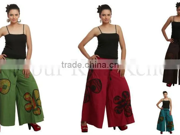 2034 Women Cotton Palazzo Pant Bottom Fashion Trouser Wide Legged Lounge Floral