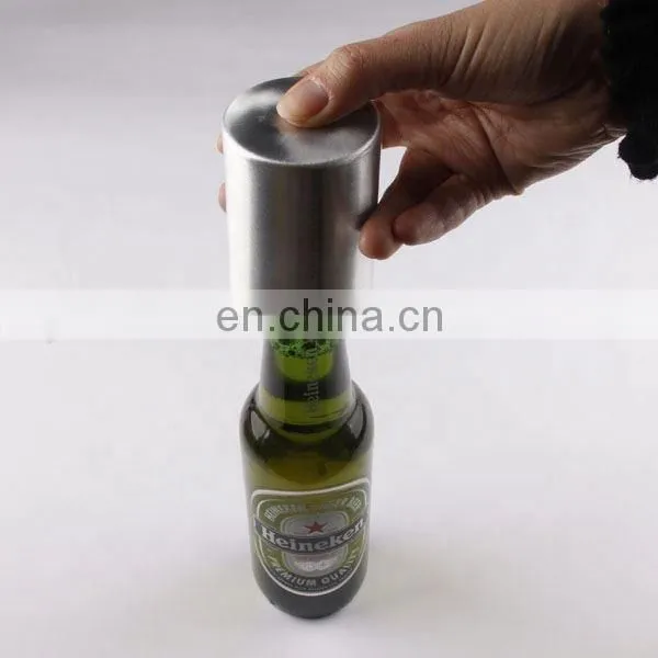 Promotional Aluminium Cylinder Beer Opener Push Automatic Metal Bottle Opener photo-5