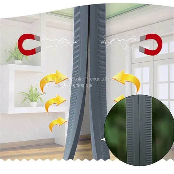 Fuxing 1mm Auto-close Transparent Blue Clear Plastic Magnetic Pvc Strip Curtain Used For Doors Pvc Curtain Strip photo-3