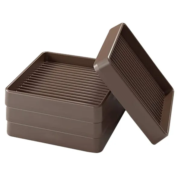 3x3 Square Rubber Furniture Caster Cups, Anti-Sliding Furniture Pads Bed Stopper Floor Protectors With Grip - Protect Any Flooring