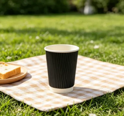 Disposable Single Wall Ripple Paper Cup With Handle PE Coated for Hot Drinks photo-4