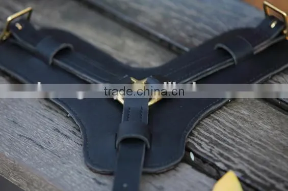 Italy Imports Large and Medium Fat Leather Dog Harness photo-2