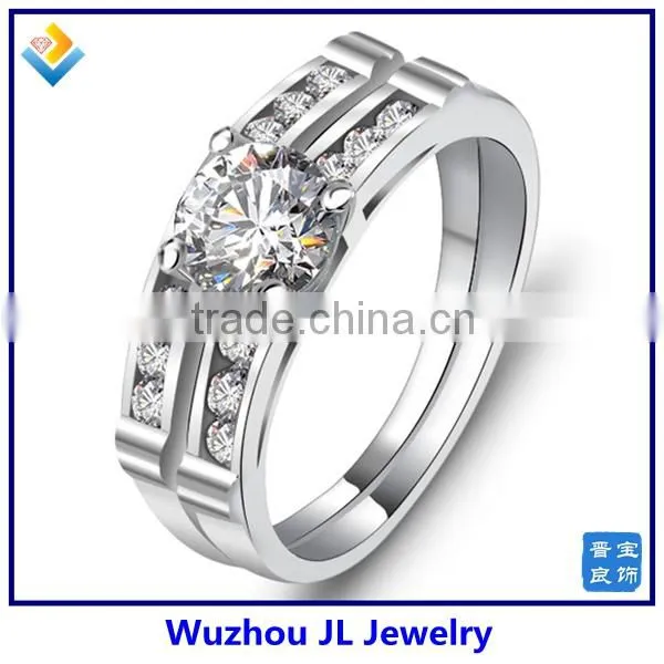 JL Jewelry Fashion Couple CZ Silver Rings
