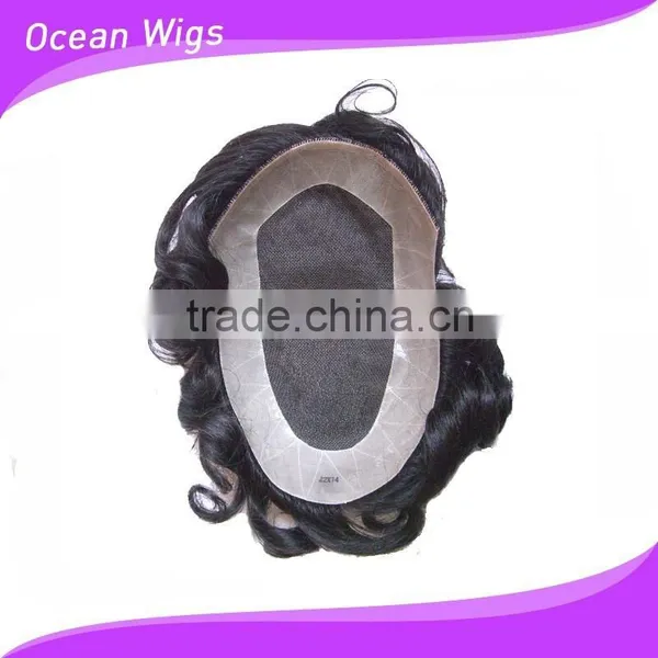 Full Swiss Lace and Silk Top Human Hair Toupee With Invisable Knots