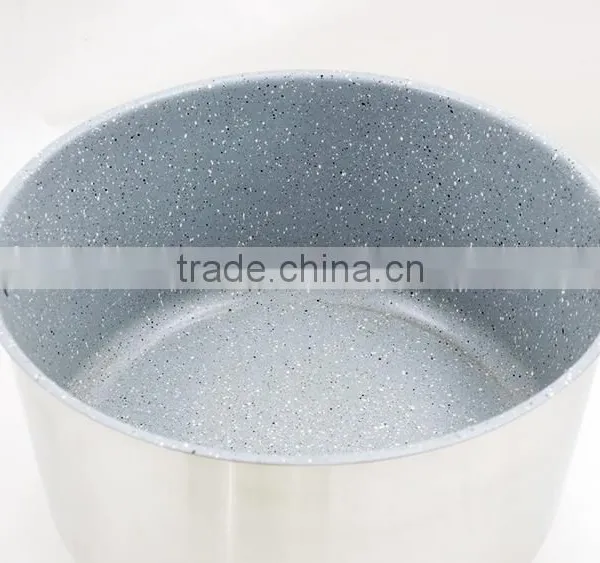 Straight Shape Stainless Steel Hot Pot Casserole Nonstick Marble Coating Inside and Induction Bottom photo-4