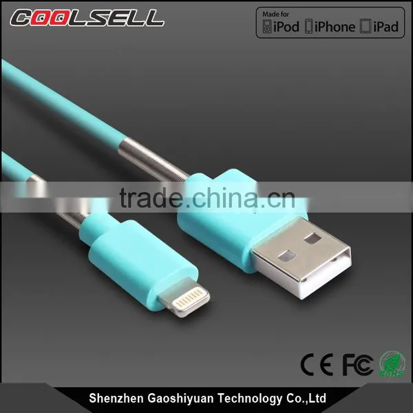 2017 New Design Fashion Injection Molding Usb Charging and Data Sync Flectional Cable With Spring Mfi Usb Cable photo-3