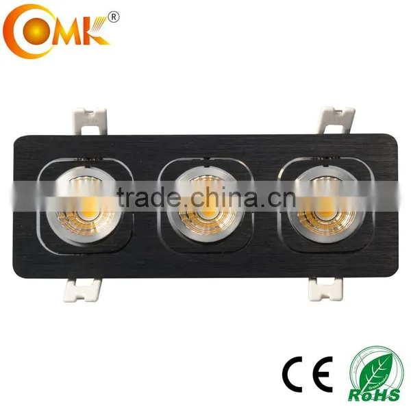 Adjustable 3*5W COB led grill light brushed black rectangular led decorative grille panel