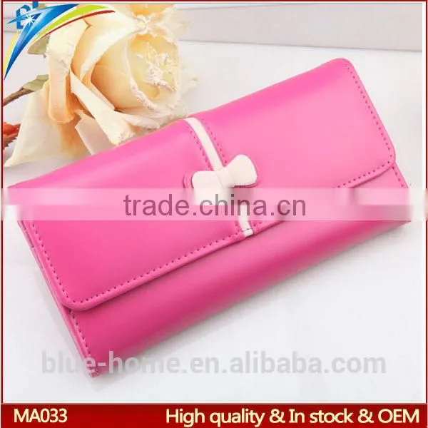 Professional Factory Oem Custom Lady Long Clutch Wallet Cute Cheap Multi Fold Purses With Bowknot