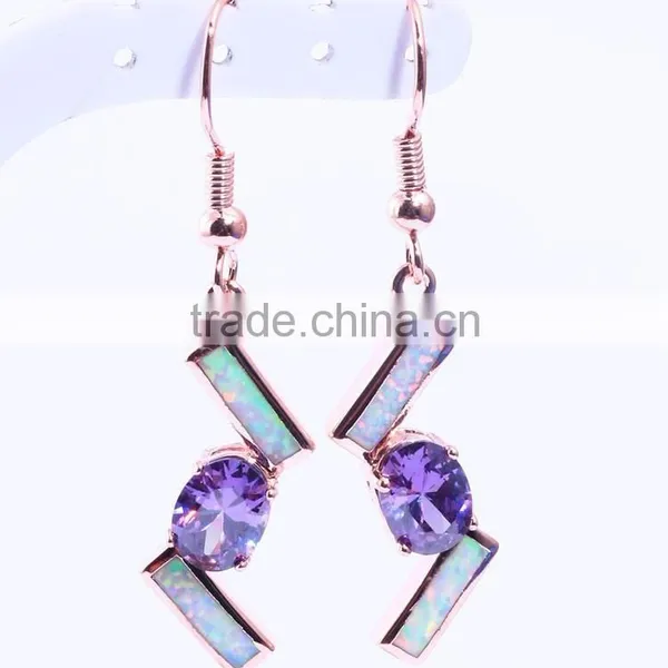 Fancy Design 925 Sterling Silver Square Fire Opal Pink Diamond Dangle Earrings photo-2