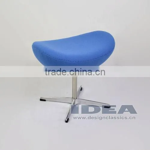 Replica Arne Jacobsen Egg Ottoman - Blue Wool Fabric - Polished Aluminum Base photo-2