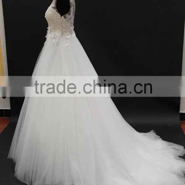 Best Seller Skin Color Tulle With Soft Ball Gown Skirt Bridal Wedding Dress photo-2