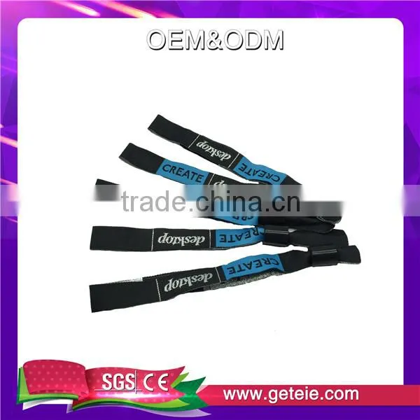 Hot Sale One Time Used Woven Siliver Logo Bracelet With Plastic Lock