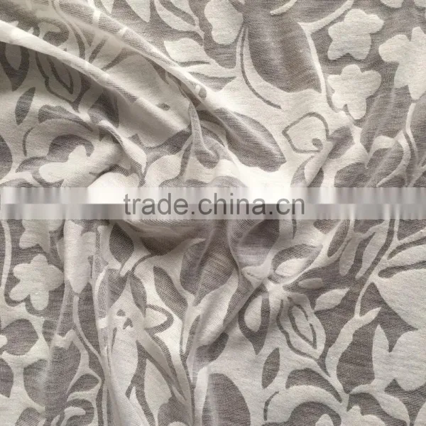 White Polyester Cotton Knit Jersey Burn-out Mesh Fabric,knit Burn-out Print Fabric for Dress