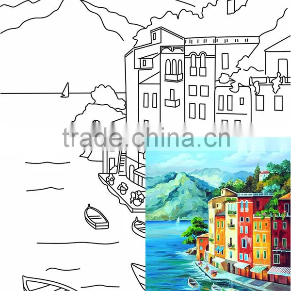 ROSA Talent Cotton Canvas Panel With Outline "Seascapes 1", 30x40cm