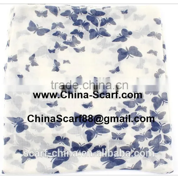 Women Scarves Wholesale Printing Monochrome Butterfly photo-3