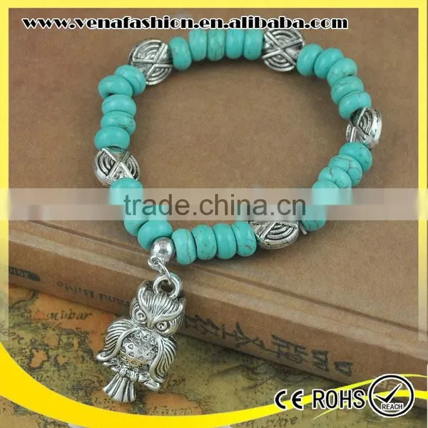 Owl Model Tibetan Silver Turquoise Bracelet, Antique Silver Bracelet photo-3