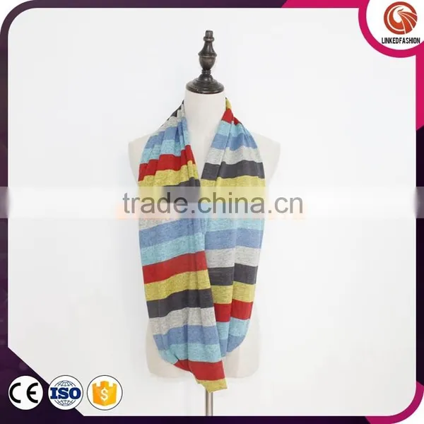 Wholesale Stripe Infinity Scarf Fleece Snood Custom Scarf Soft Polar Plush Winter Scarf Promotion
