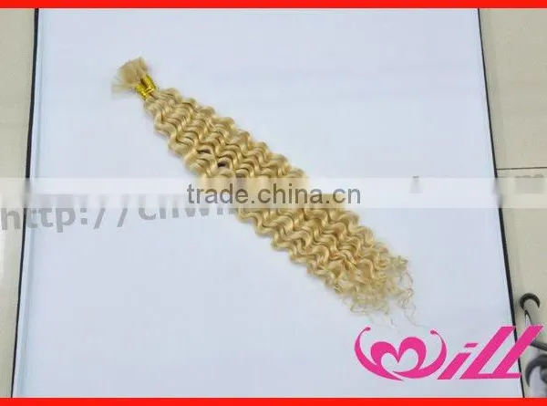 Pretty Gold Human Hair Jerry Curl Hair Bulk Human Remy Hair Extension