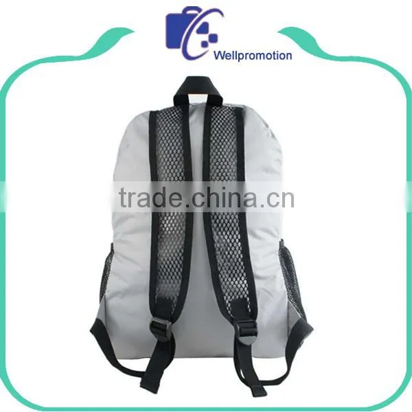 Cheap Grey Fashion Textile Backpack With Mesh Pockets photo-6