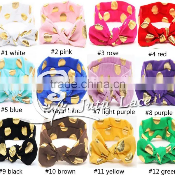 New Full Head Cover Head Turban Head Wrap Hair Accessories, Wholesale Gold Foil Dot Bunny Ear Dot Turban Headbands photo-2