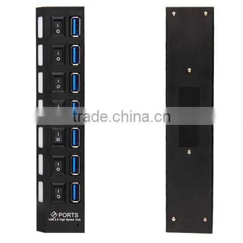 Premium Super Speed 7-Port USB 3.0 Hub With Individual On/Off Switches and LED Light photo-3